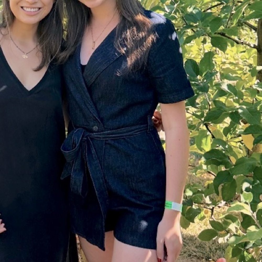 Zara Dark Navy Denim Jumpsuit